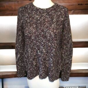 Madewell Classic Chunky Crew Neck Charcoal Burgundy‎ Cable Knit Sweater